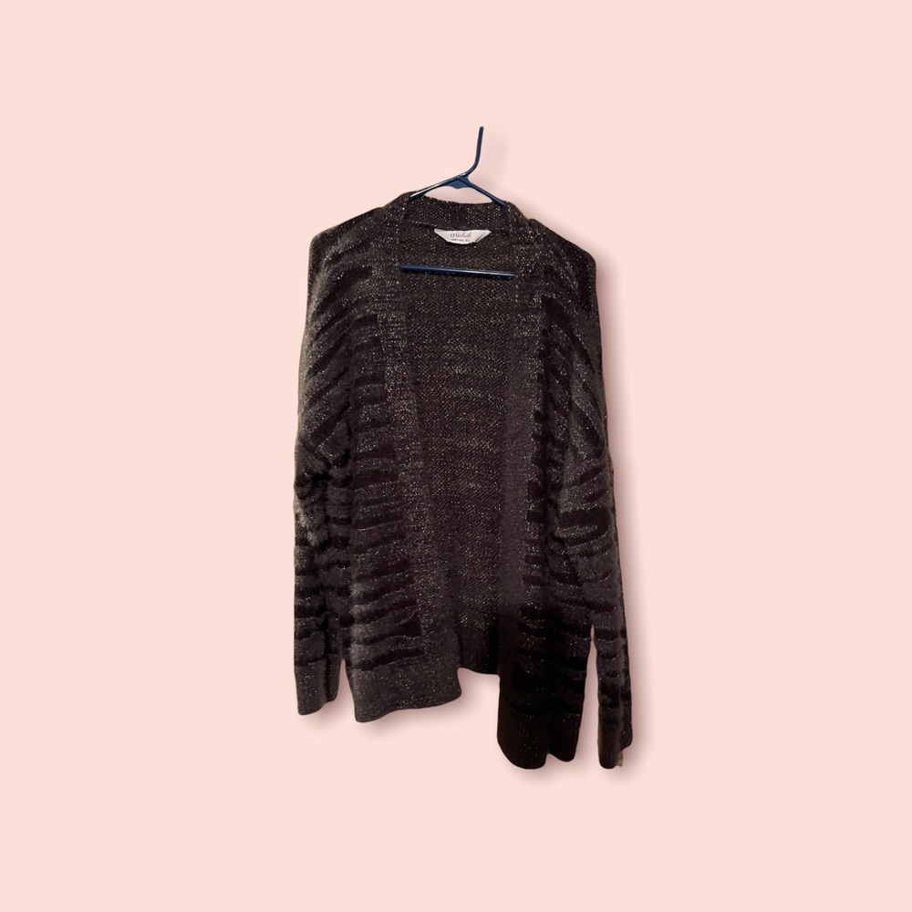 Metallic Zebra Cozy Open Front Cardigan